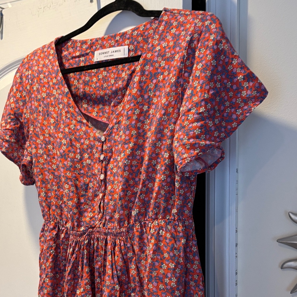 SONNET JAMES A PLAY LADIES RED BLUE STRAWBERRY 🍓 DRESS-M - Picture 4 of 10